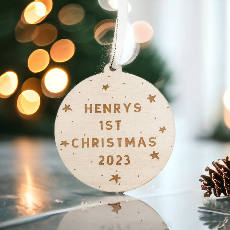 Clear Acrylic Baby's First Christmas Hanging Decoration