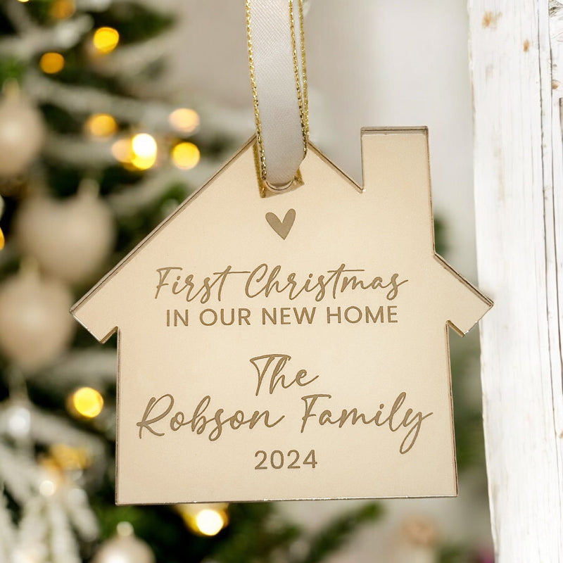 New Home Personalised Christmas Family Bauble