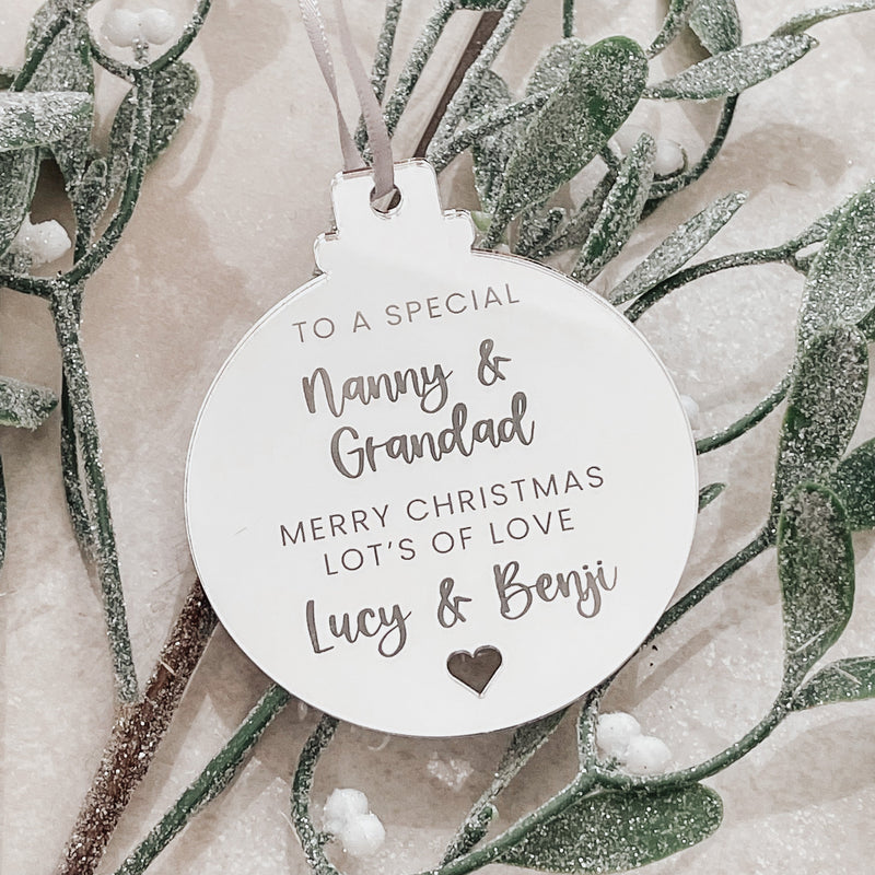 Nanny & Grandad Personalised Christmas Bauble