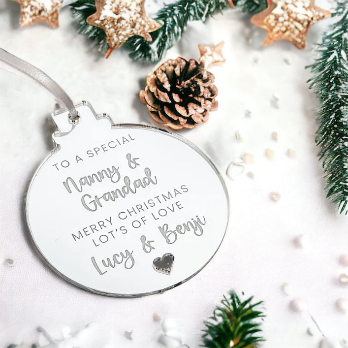 Nanny & Grandad Personalised Christmas Bauble