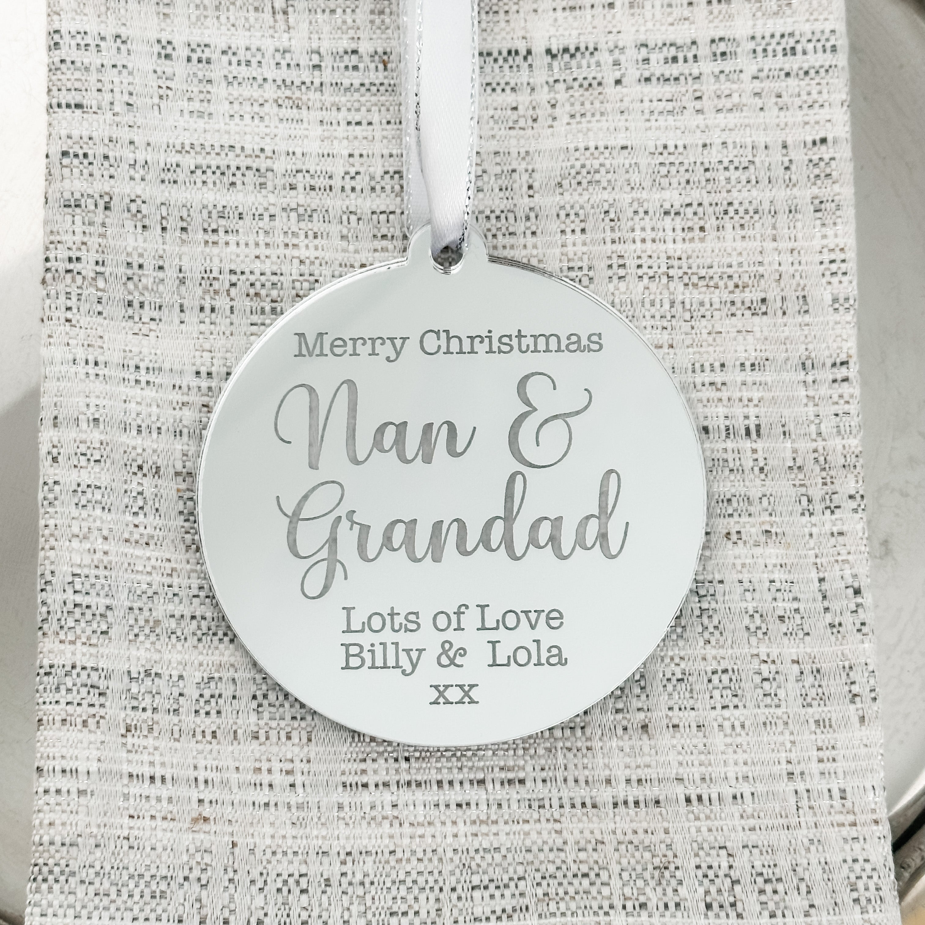 Nan & Grandad Personalised Christmas Bauble