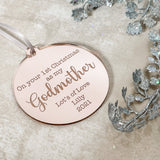Personalised Christmas Bauble – 1St Christmas As My Godmother Personalised Bauble