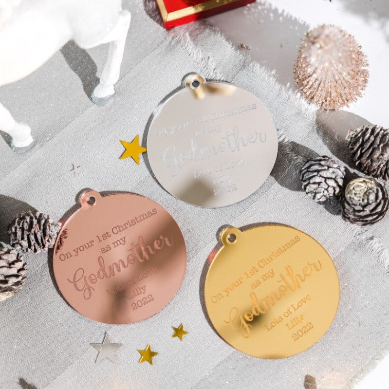 Personalised Christmas Bauble – 1St Christmas As My Godmother Personalised Bauble