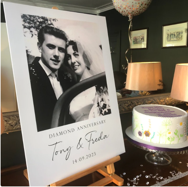 Diamond Wedding Anniversary Personalised Photo Sign