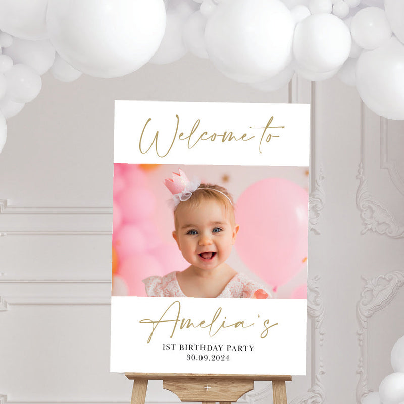 Personalised Event Sign – 1st Birthday Party Personalised Photo Welcom