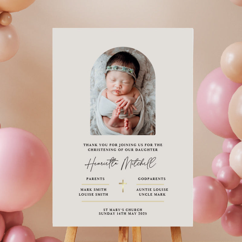Personalised Event Sign – Christening Photo Personalised Welcome Sign