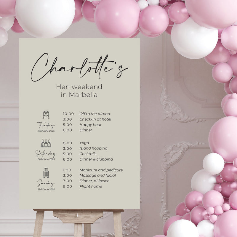 Personalised Event Sign – Hen Weekend Personalised Welcome Sign