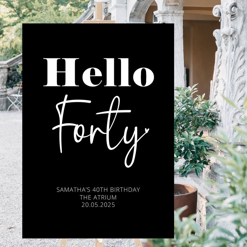 Personalised Event Sign – 40th Birthday Personalised Welcome Sign