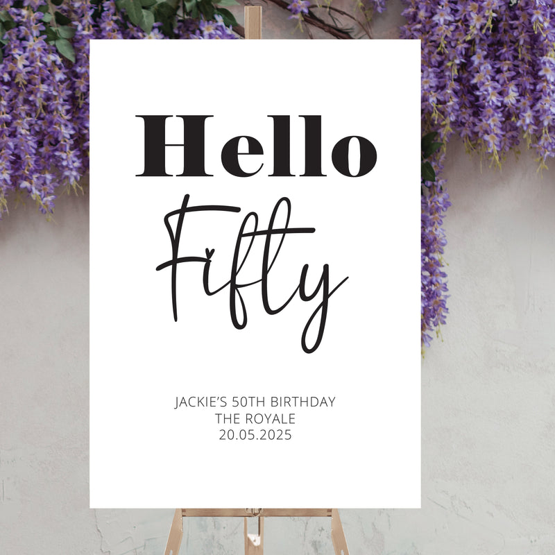 Personalised Event Sign – 50th Birthday Party Personalised Welcome
