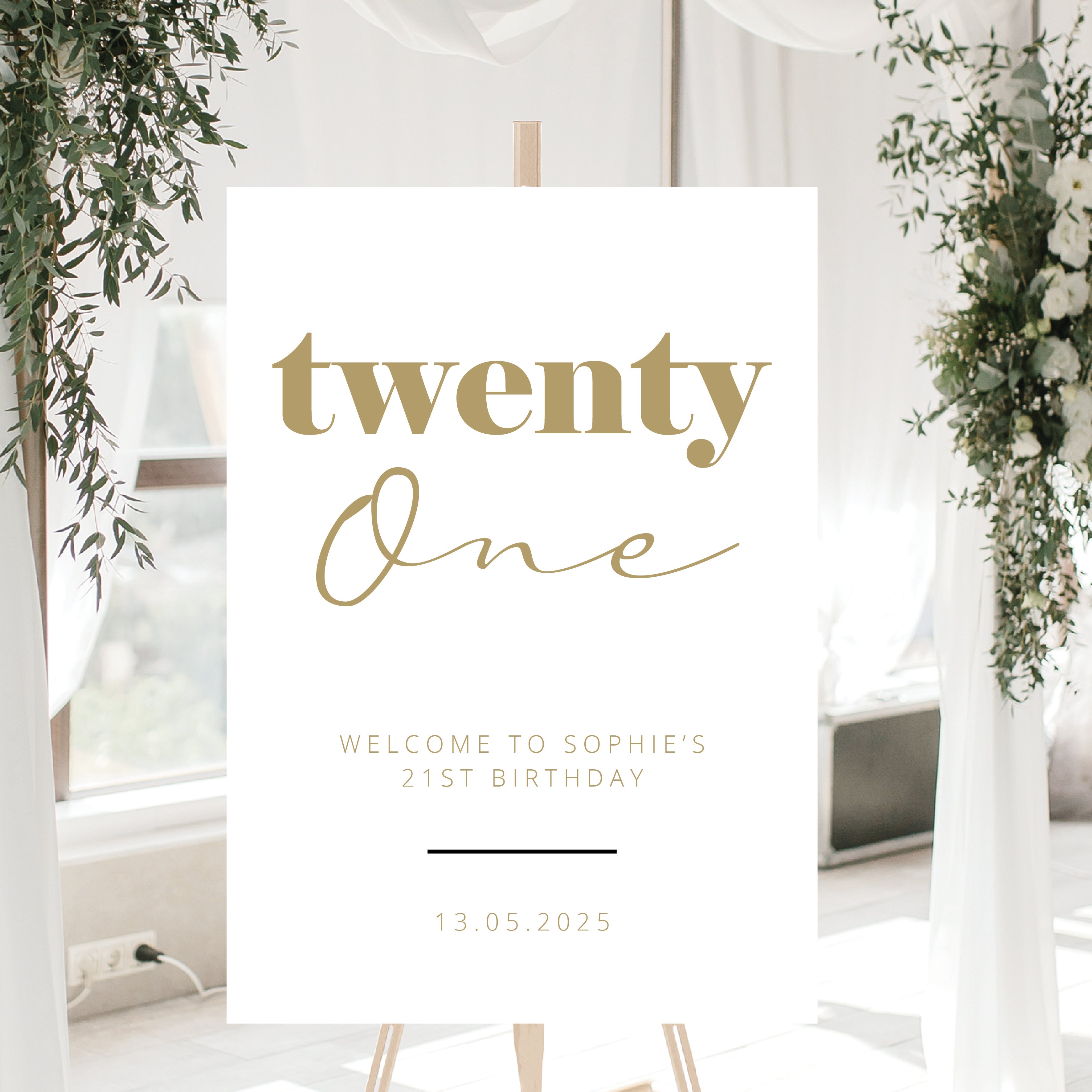 Personalised Event Sign – 21st Birthday Party Twenty One Sign
