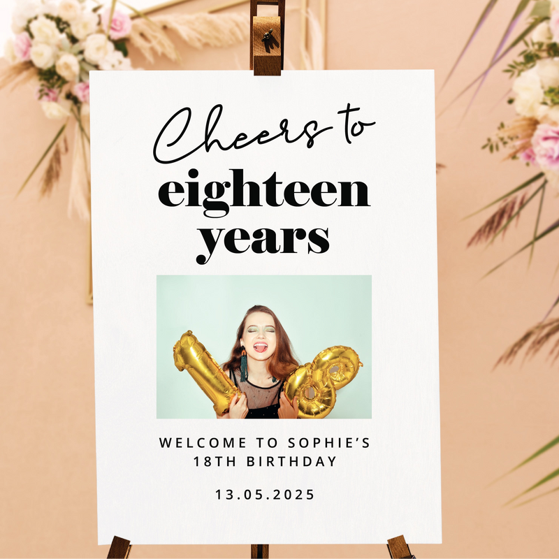 Personalised Event Sign – 18th Birthday Party Personalised Photo Eighteen