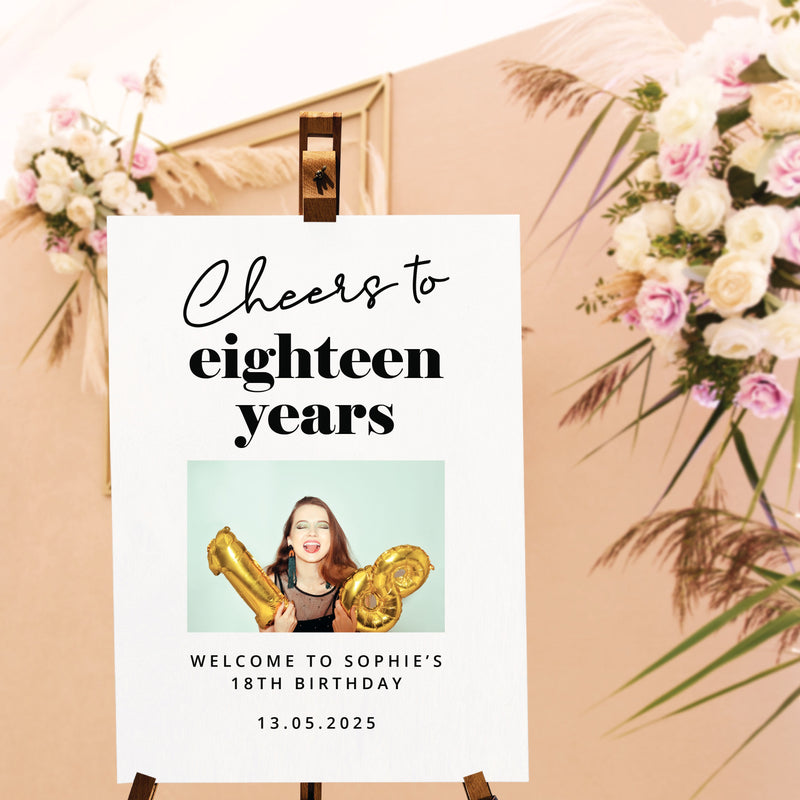 Personalised Event Sign – 18th Birthday Party Personalised Photo Eighteen