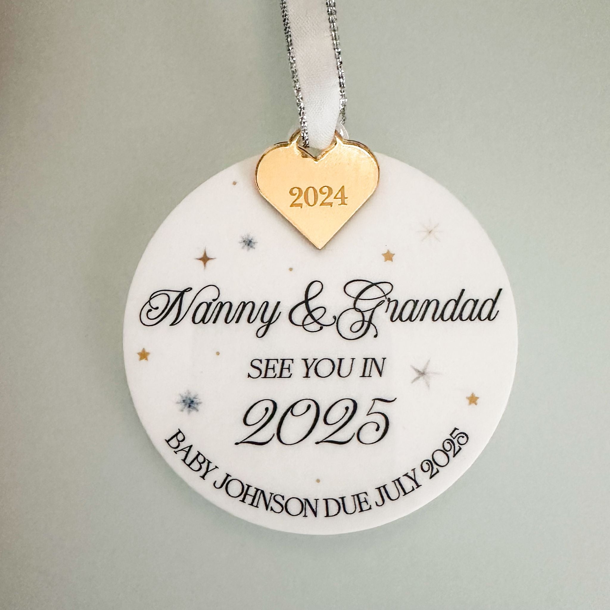 Nanny & Grandad To Be Personalised Christmas Bauble