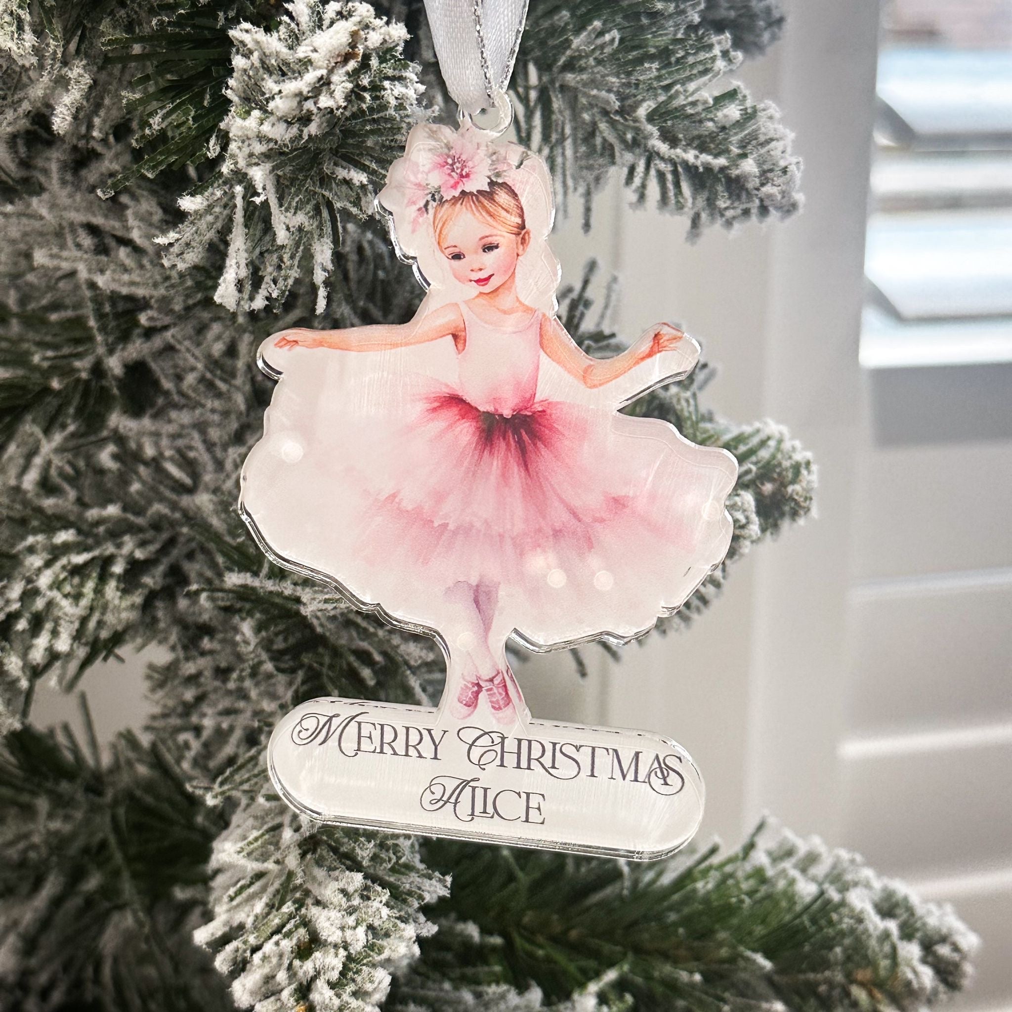 Girl’s Ballerina Christmas Bauble – Personalised Ornament Gift