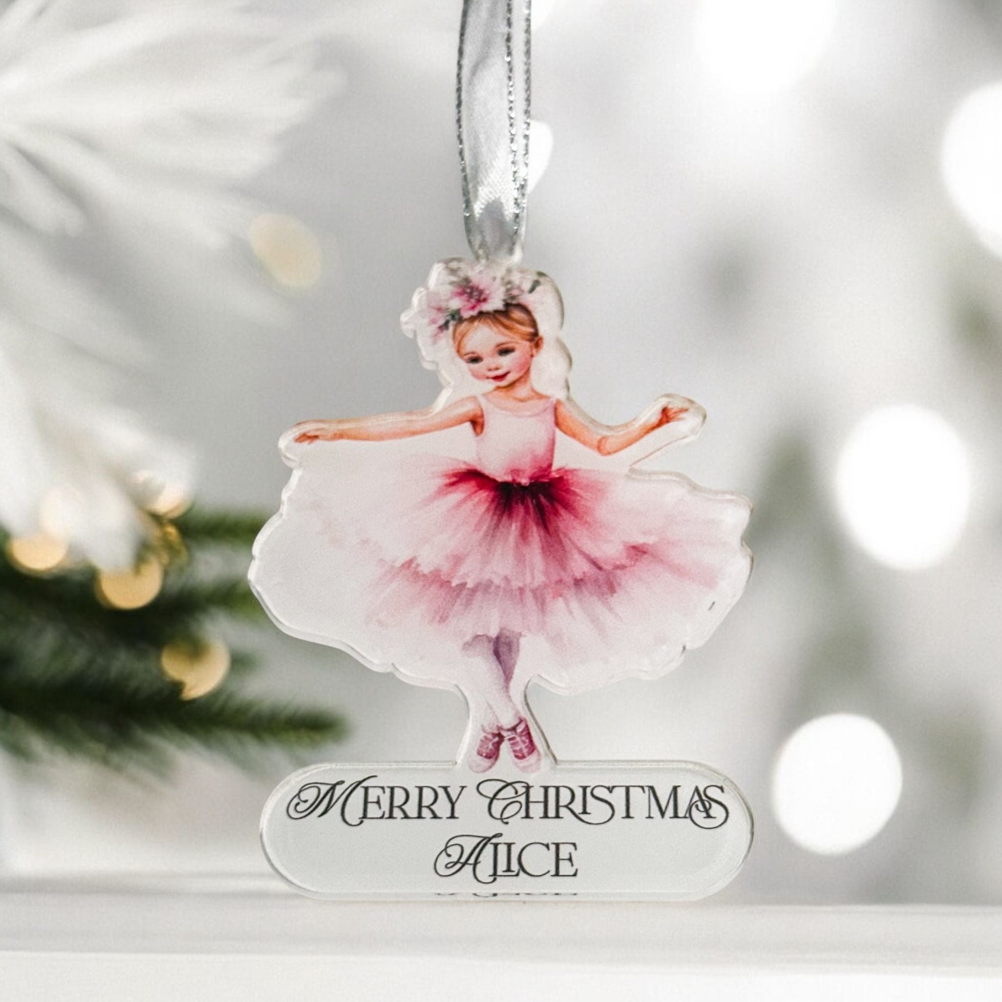 Girl’s Ballerina Christmas Bauble – Personalised Ornament Gift