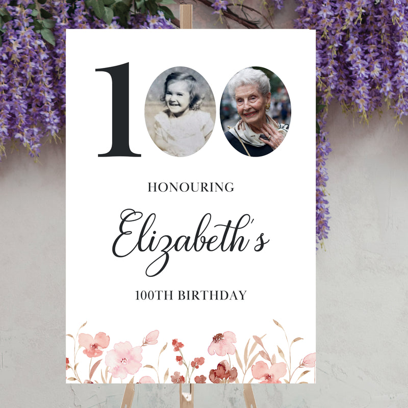 Personalised Event Sign – 100th Birthday Personalised Photo Poster