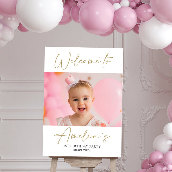 Personalised Photo 1st Birthday Sign