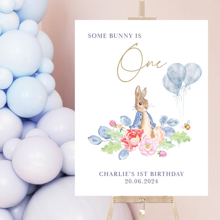 Personalised 1st Birthday Sign Peter Rabbit Party