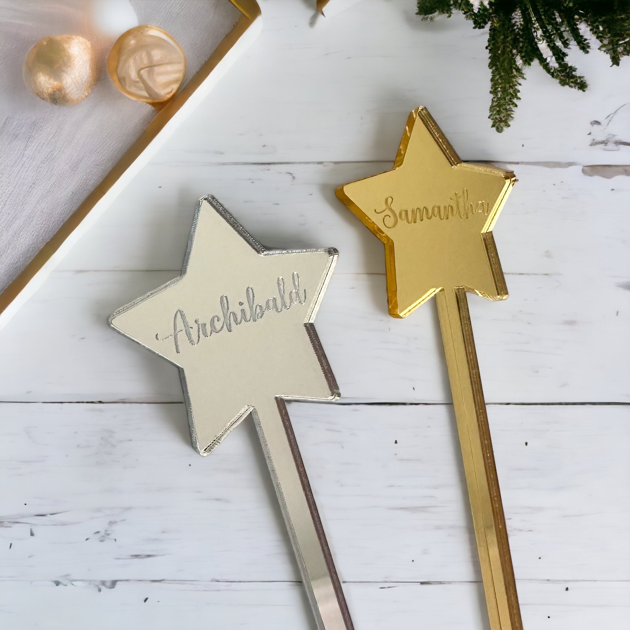 Luxury Christmas Star Place Names Drinks Stirrers