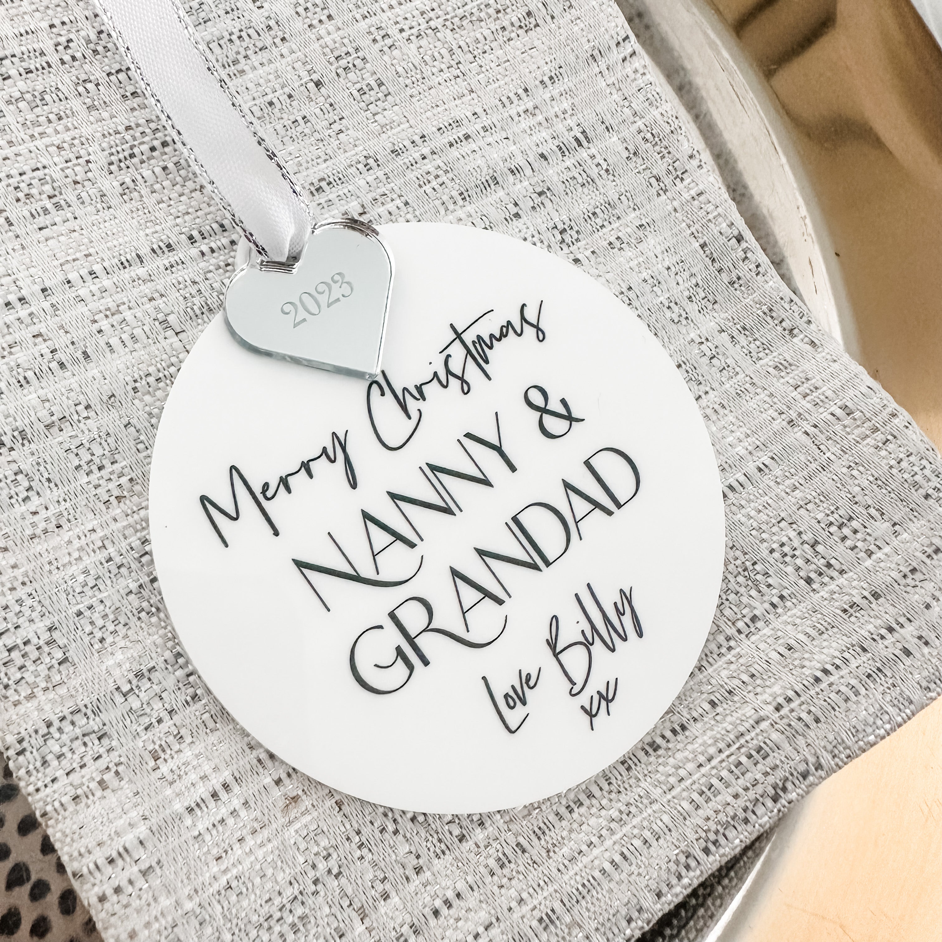 Grandma & Grandad Personalised Christmas Bauble