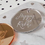 Happy Rakhi Mirror Cake Charms, Cupcake Topper or Gift Tag