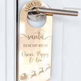 Children's Santa Stop Here Gold Christmas Door Hanger
