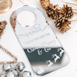 Santa Stop Here Silver Christmas Door Hanger