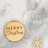 Merry Christmas Mirror Cake Charm, Cupcake Topper or Gift Tag