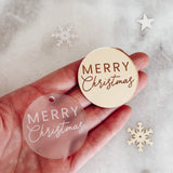 Merry Christmas Mirror Cake Charm, Cupcake Topper or Gift Tag