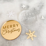 Merry Christmas Mirror Cake Charm, Cupcake Topper or Gift Tag
