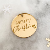 Merry Christmas Mirror Cupcake Topper, Cake Charm, or Gift Tag