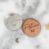 Festive As F**k Mirror Cupcake Topper, Cake Charm, or Gift Tag