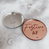 Festive As F**k Mirror Cupcake Topper, Cake Charm, or Gift Tag