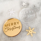 Merry Christmas Mirror Cake Charm, Cupcake Topper or Gift Tag