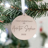 First Christmas As An Auntie Mirror Bauble