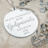 1st Christmas As My Godparents Personalised Bauble