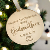 1st Christmas As My Godmother Personalised Bauble
