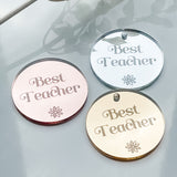 Best Teacher Mirror Cake Charm, Cupcake Topper or Gift Tag