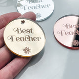 Best Teacher Mirror Cake Charm, Cupcake Topper or Gift Tag