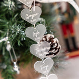 Grandchildren Personalised Christmas Hanging Heart Decoration