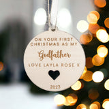 First Christmas As My Godfather Personalised Bauble