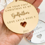 First Christmas As My Godfather Personalised Bauble