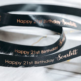 Happy Birthday Personalised Gift Ribbon, 21st, 30th, 50th etc...