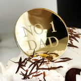 No. 1 Dad Mirror Cake Charm, Cupcake Topper or Gift Tag