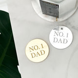 No. 1 Dad Mirror Cake Charm, Cupcake Topper or Gift Tag