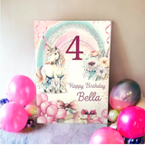 Girl's Unicorn Personalised Birthday Party Welcome Sign