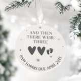 Baby Due Personalised Pregnancy Announcement Christmas Bauble