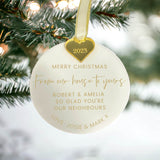Neighbours From Our House To Yours Personalised Bauble