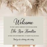 Naming Ceremony Personalised Welcome Sign