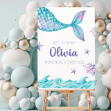 Girl's Mermaid Birthday Party Personalised Welcome Sign